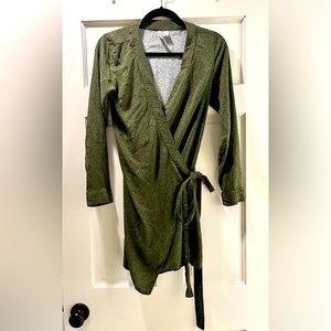 Green polkadot mini wrap dress